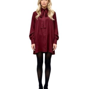 Sukienka koszulowa burgundowa NOORE BORDEAUX, twill